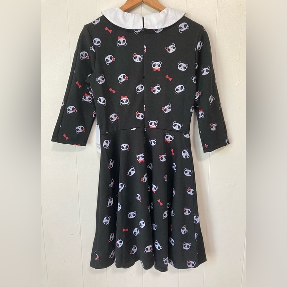 Unique Vintage Retro Black Panda Flare Knee Length Dress Fairygoth Medium - Picture 9 of 14
